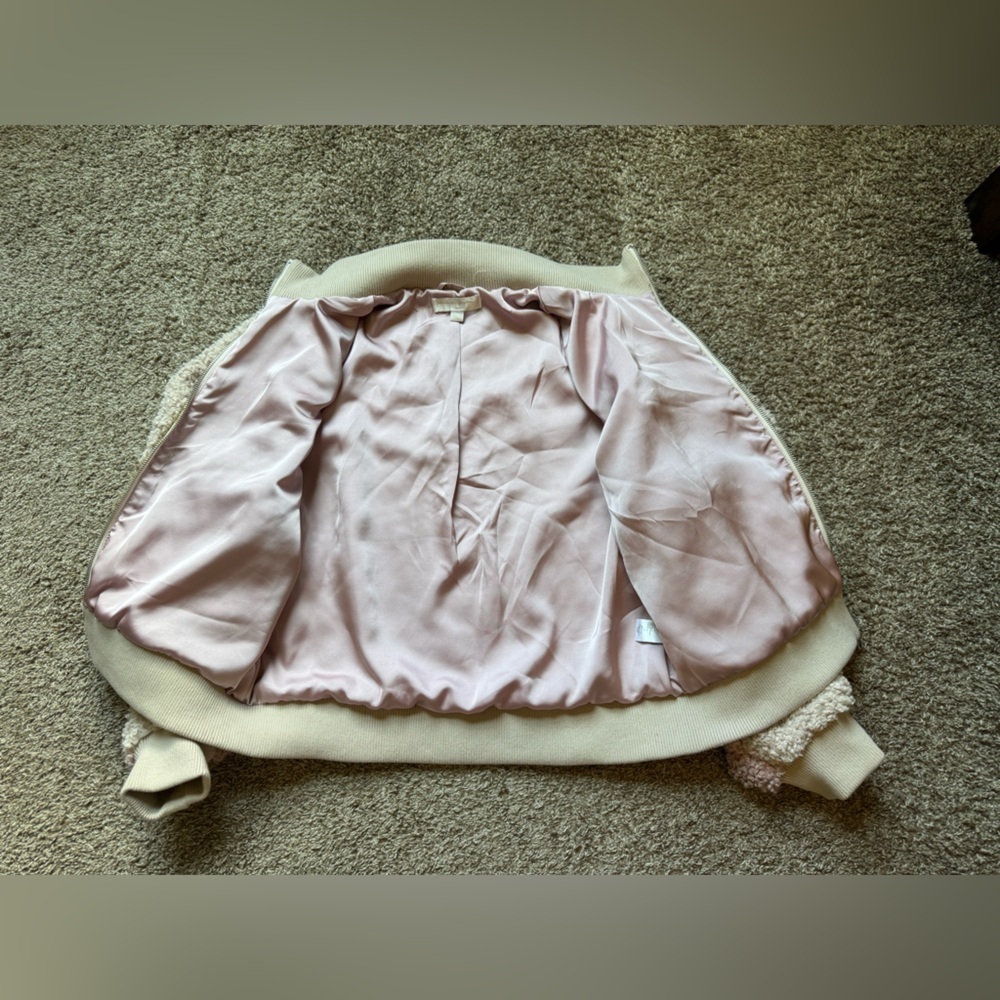 Spiritual Gangster Sherpa Stripe Fuzzy Bomber Crop Jacket - Picture 7 of 10